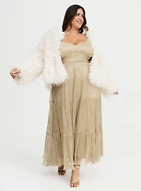 Glitter Flutter Sleeve Maxi Dress