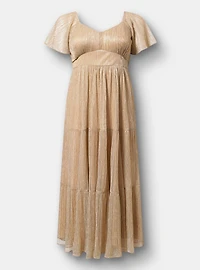 Glitter Flutter Sleeve Maxi Dress