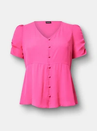 V-Neck Button Down Blouse