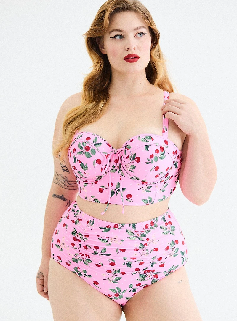 High-Rise Ruched Swim Bottom