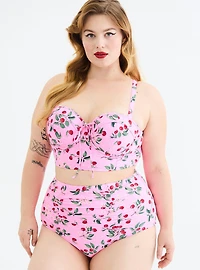 High-Rise Ruched Swim Bottom