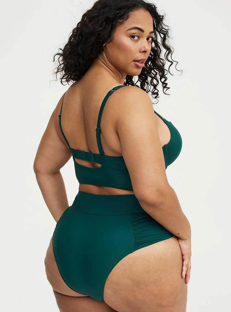 High-Rise Ruched Cheeky Swim Bottom