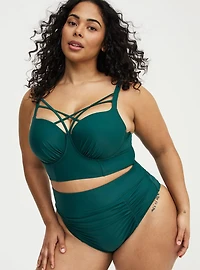 High-Rise Ruched Cheeky Swim Bottom