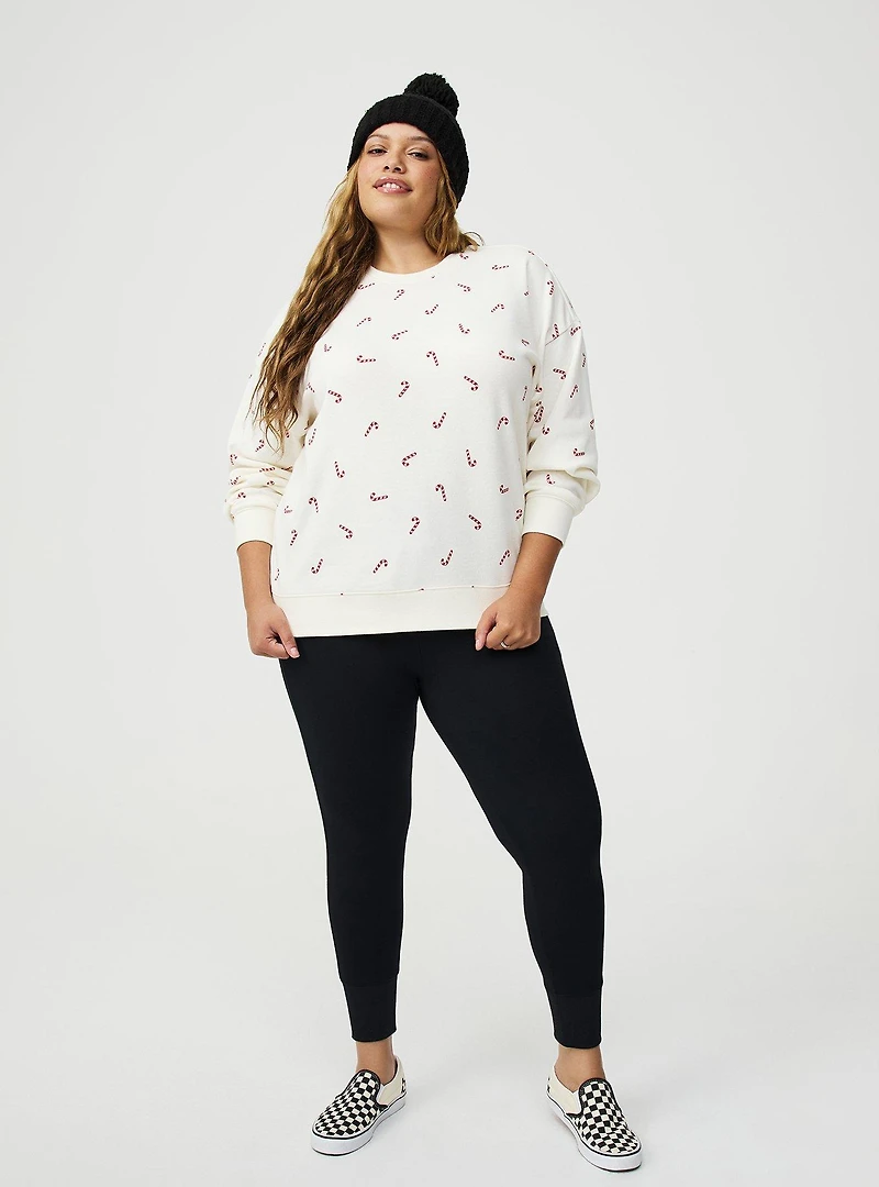 Cozy Fleece Crew Drop Shoulder Sweatshirt
