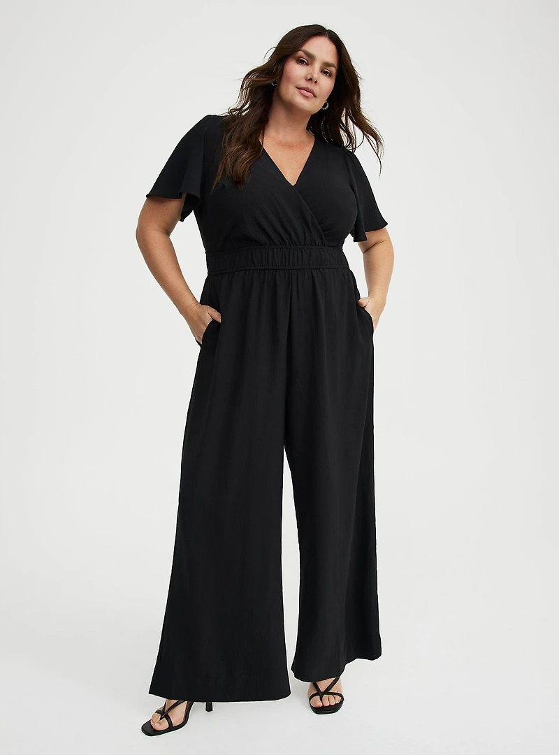 Flutter Sleeve Surplice Jumpsuit