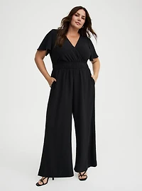Flutter Sleeve Surplice Jumpsuit