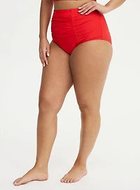 High-Waisted Ruched Swim Bottom