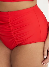 High-Waisted Ruched Swim Bottom