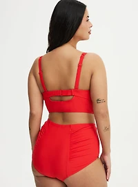 High-Waisted Ruched Swim Bottom