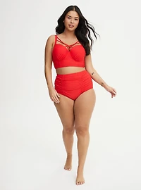 High-Waisted Ruched Swim Bottom
