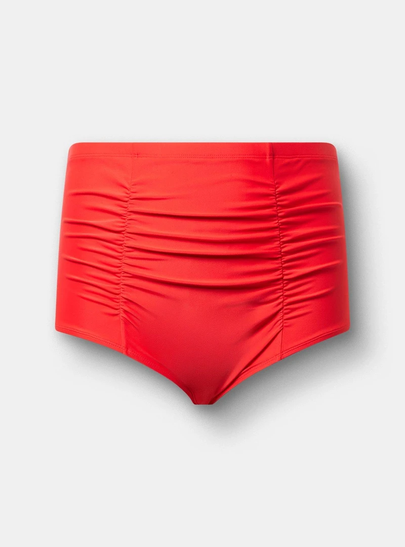 High-Waisted Ruched Swim Bottom