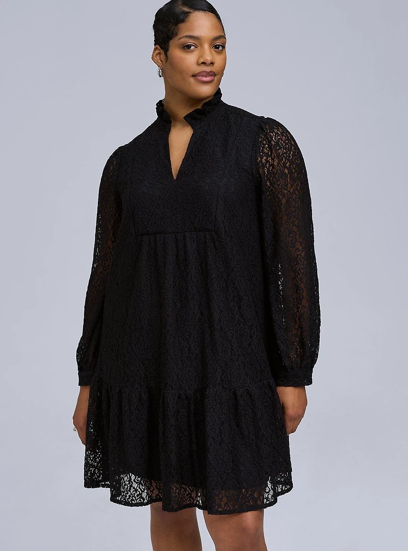 Belle Isle Lace Ruffle Collar Dress
