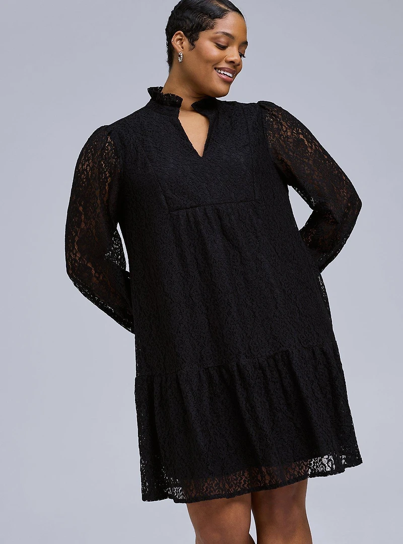 Belle Isle Lace Ruffle Collar Dress