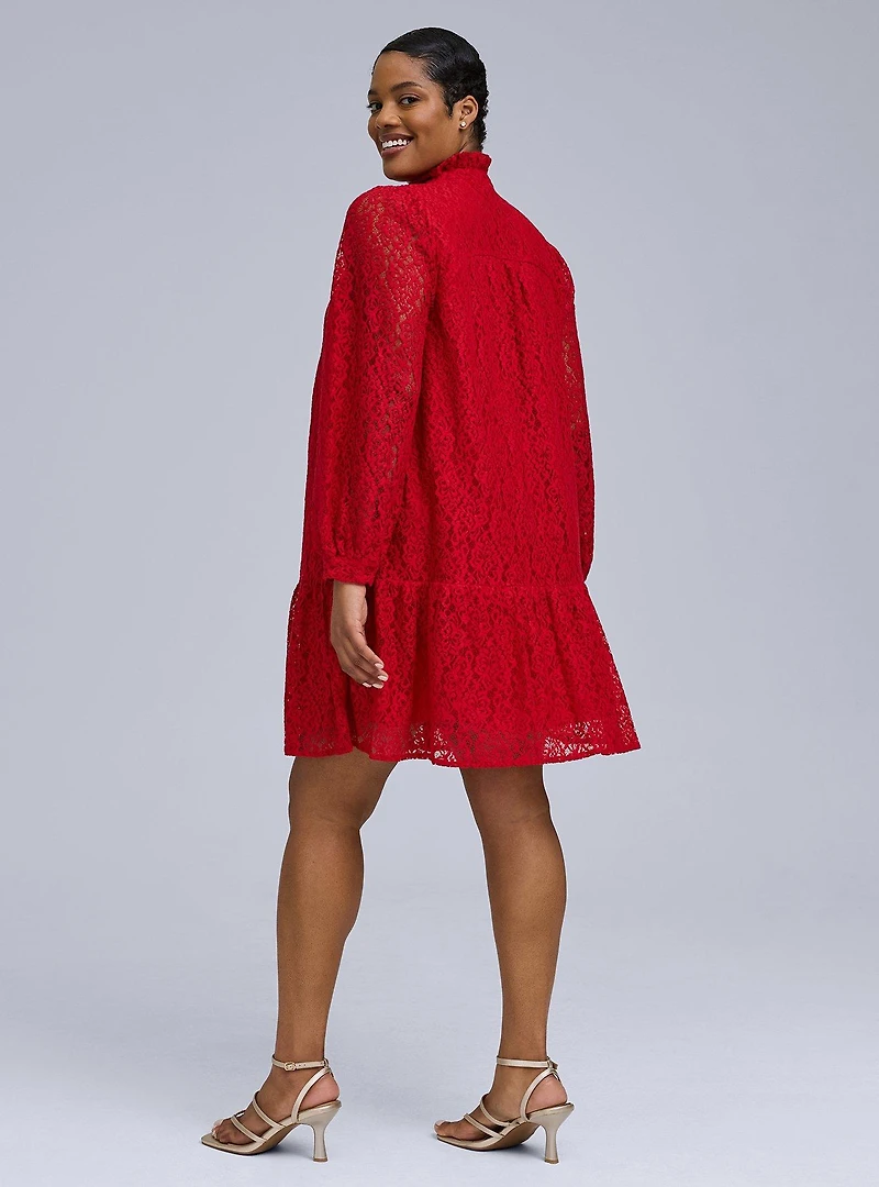 Belle Isle Lace Ruffle Collar Dress