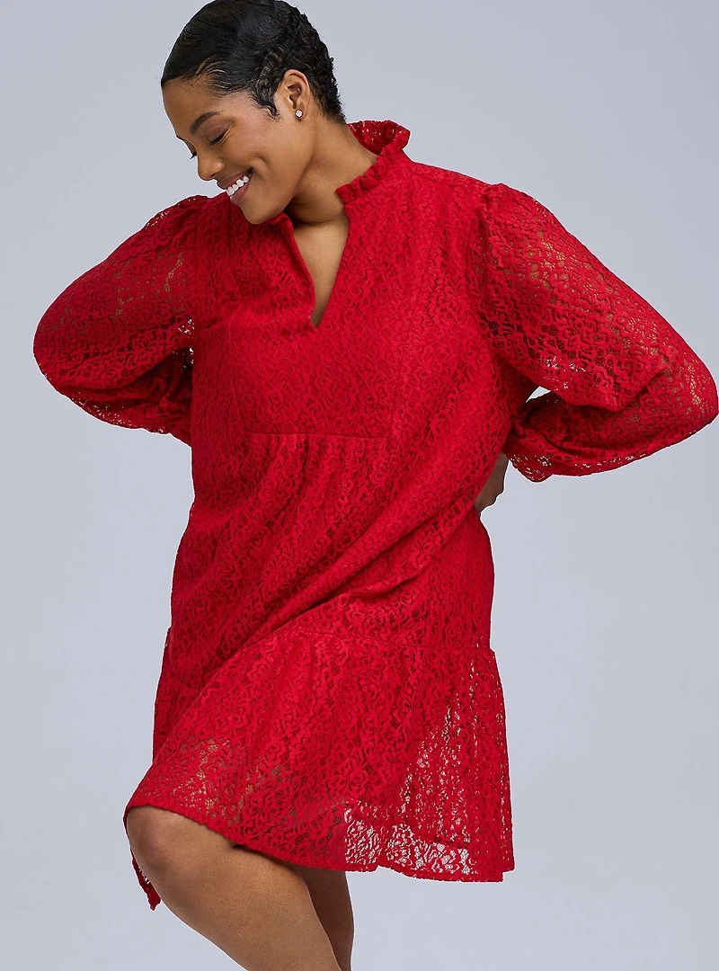 Belle Isle Lace Ruffle Collar Dress