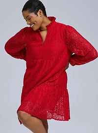 Belle Isle Lace Ruffle Collar Dress