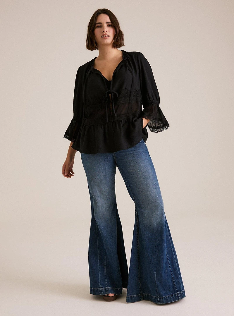 Festi Bell Sleeve Tie-Front Top