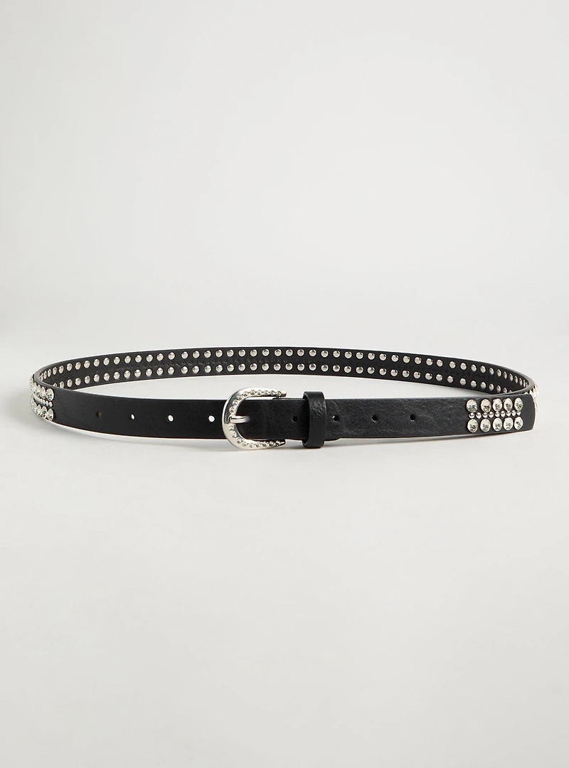 Rhinestone Denim Belt