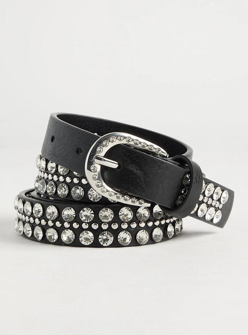Rhinestone Denim Belt