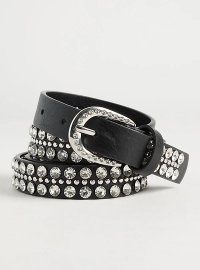 Rhinestone Denim Belt