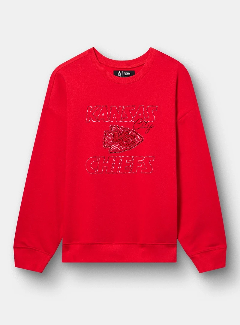 NFL Kansas Chiefs Rhinestone Relaxed Fleece Sweatshirt