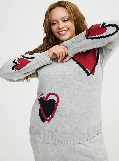 Heart Crew Pullover Sweater