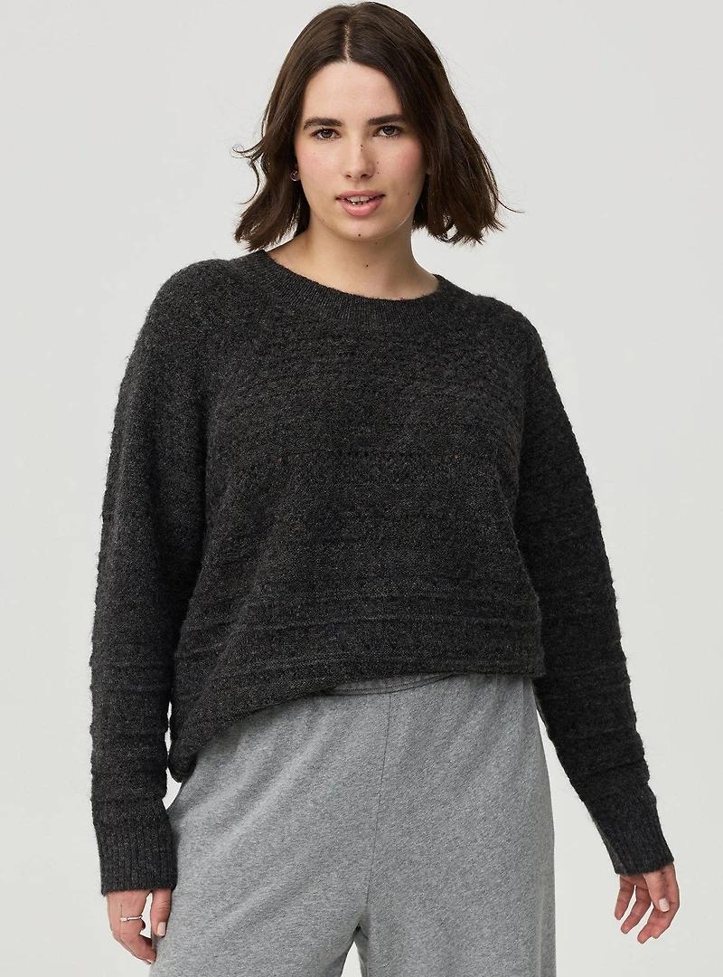 Pointelle Crew Pullover Sweater