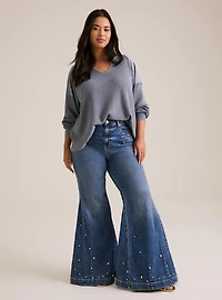 Festi Embellished Sky High Super Flare Jeans