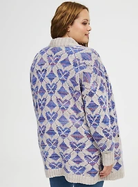 Jacquard Open Front Cardigan