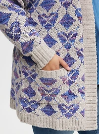 Jacquard Open Front Cardigan