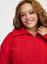 Cable Knit Half-Zip Pullover Sweater