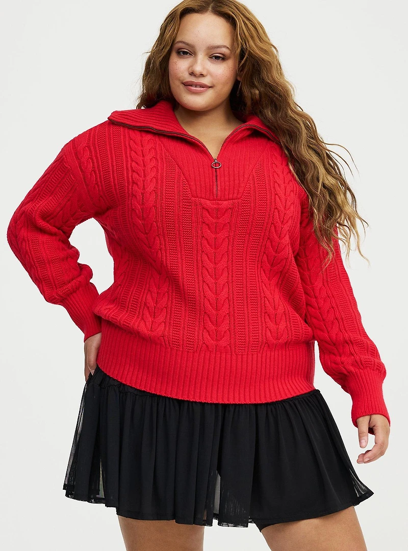 Cable Knit Half-Zip Pullover Sweater