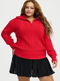 Cable Knit Half-Zip Pullover Sweater