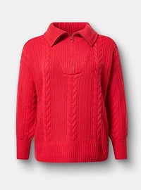 Cable Knit Half-Zip Pullover Sweater