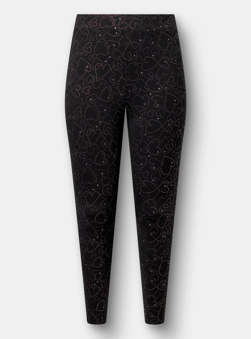 Full-Length Rhinestone Heart Leggings
