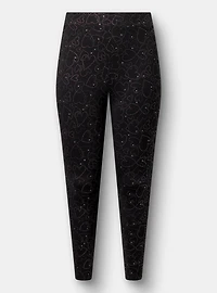 Full-Length Rhinestone Heart Leggings