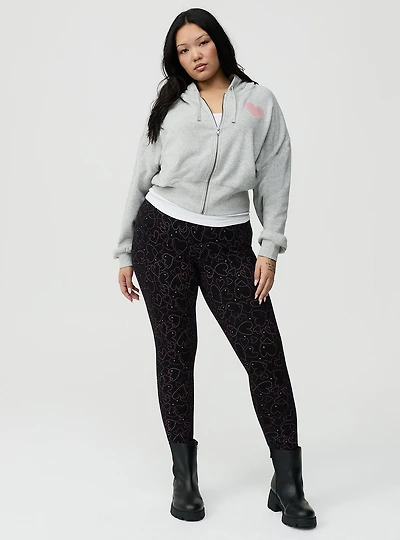 Full-Length Rhinestone Heart Leggings