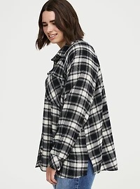 Relaxed Cotton Flannel Button Up Shirt