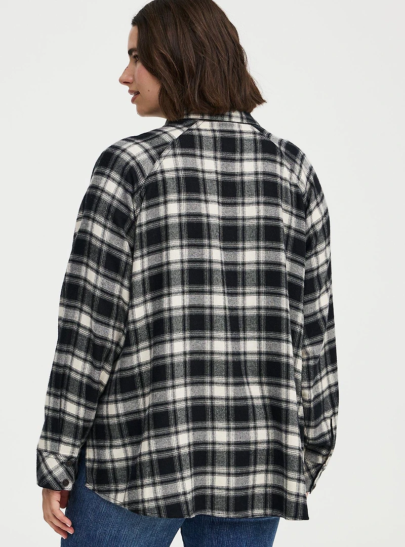 Relaxed Cotton Flannel Button Up Shirt