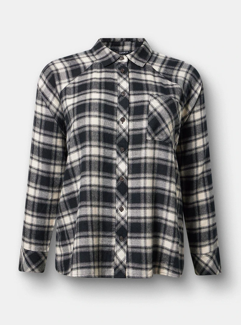 Relaxed Cotton Flannel Button Up Shirt