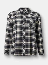 Relaxed Cotton Flannel Button Up Shirt