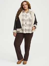 Relaxed Cotton Flannel Button Up Shirt