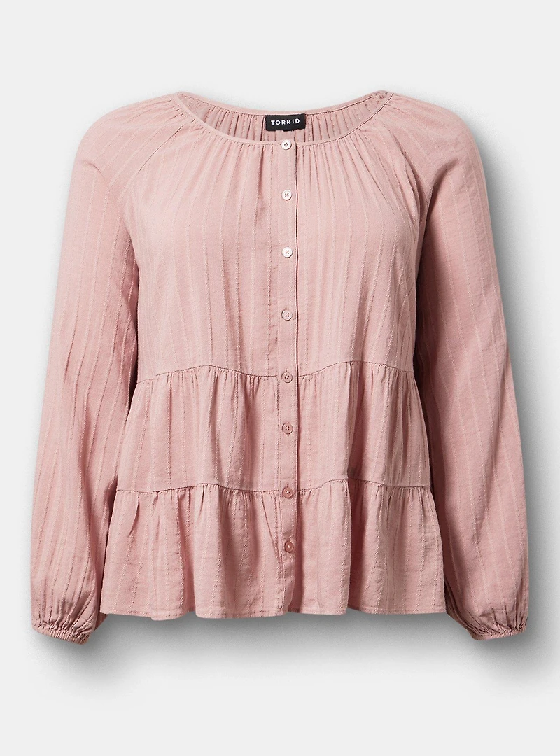 Tiered Button Babydoll Top