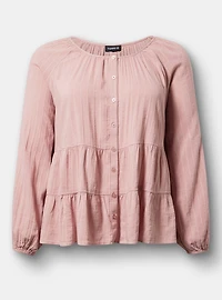 Tiered Button Babydoll Top
