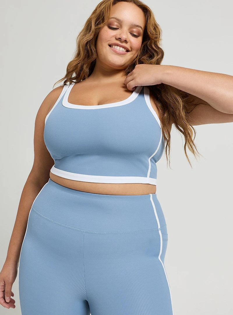 Performance Rib Active Sports Bra with Piping