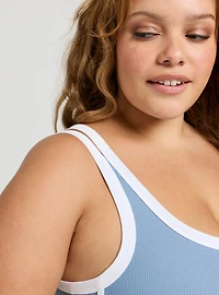 Performance Rib Active Sports Bra with Piping