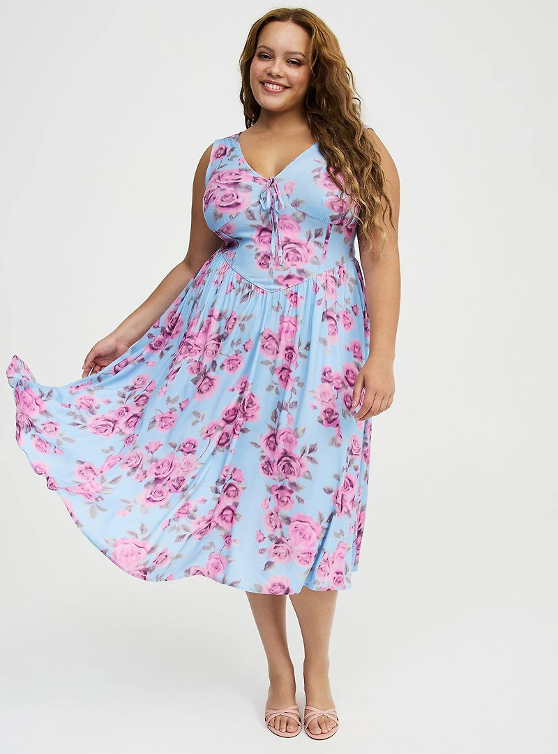 Corset Detail Midi Dress