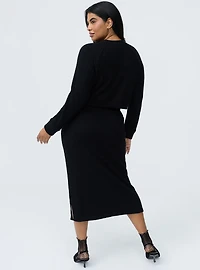 Waffle Knit Sweatshirt Skirt Set