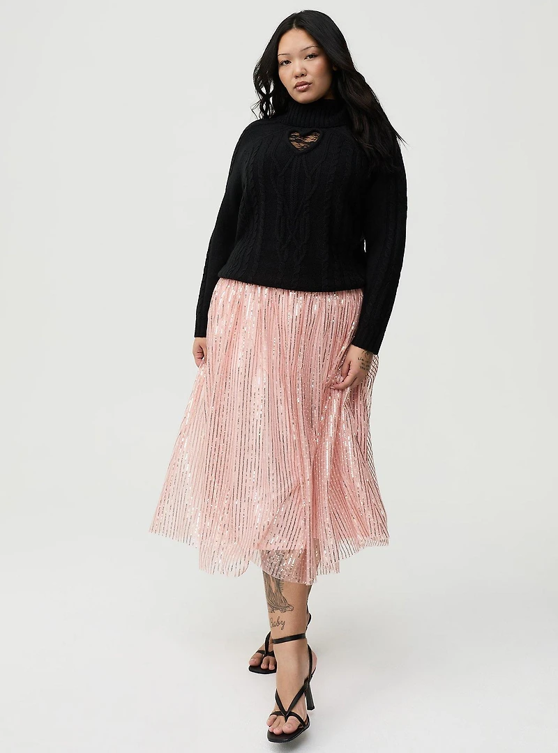 Heart Turtleneck Pullover Sweater