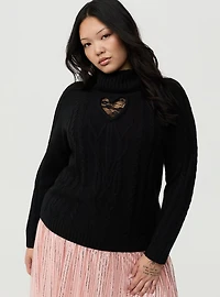 Heart Turtleneck Pullover Sweater